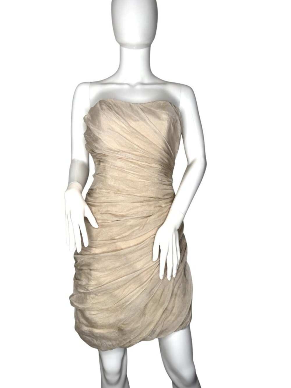 CHRISTIAN SIRIANO Size S Silk Organza Dress Beige